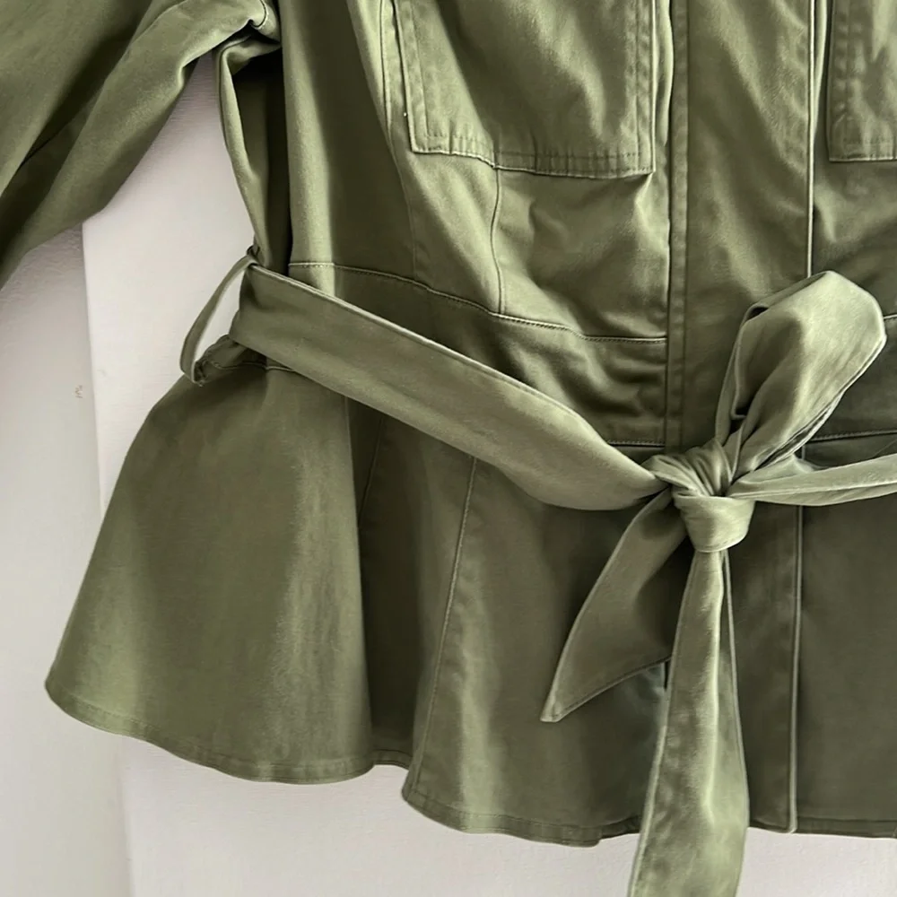2. Lane Bryant Woman’s Jacket with Peplum waist, zip and snap closure, and belt - Picture 9 of 16